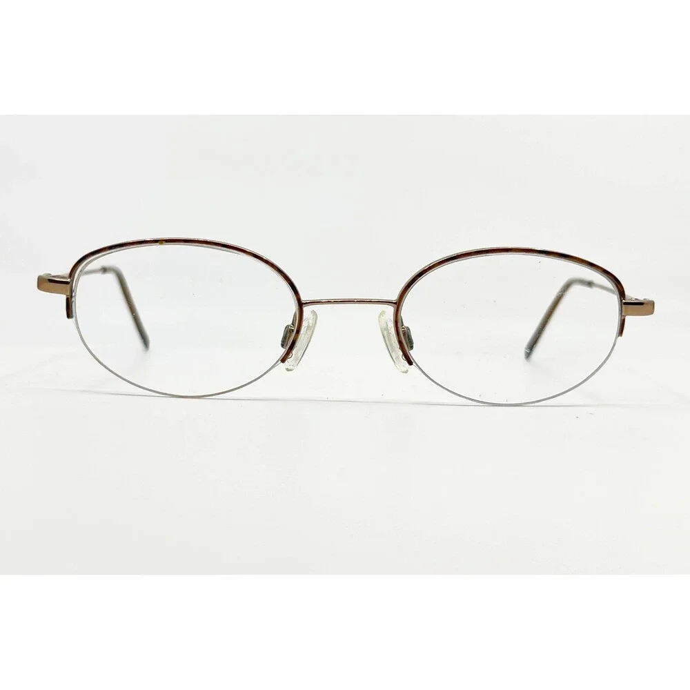 Unbranded Eyeglasses Frames Unisex Gold Brown Oval Semi Rimless 48-19-135
